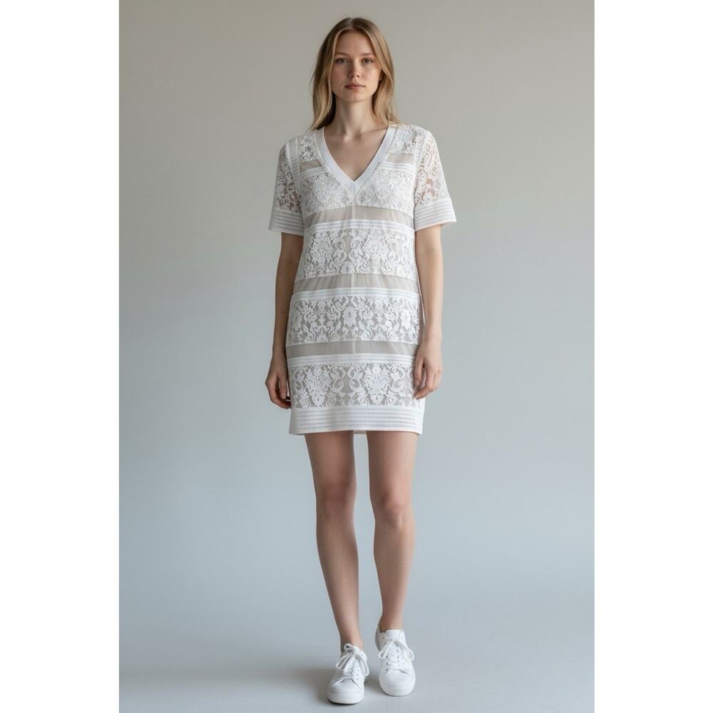 Animale Anthropologie cover up Sheath Lace Tunic mini Dress Sheer Boho SM